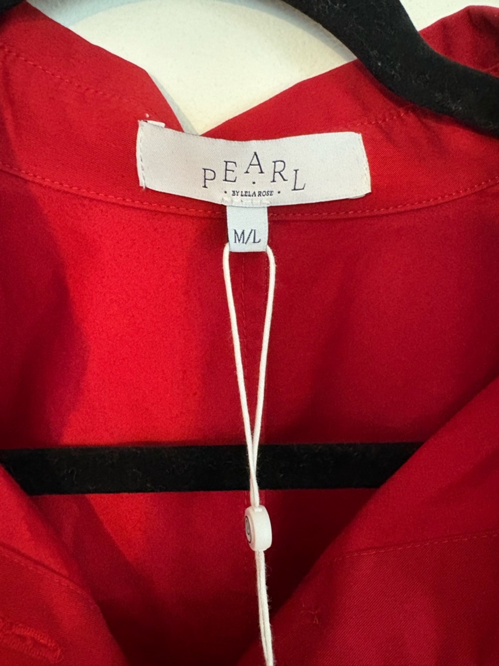 Red Poplin Button Down Tie Front Top | Luxury | CBK | Old Money | Preppy | 90s - Picture 2 of 10